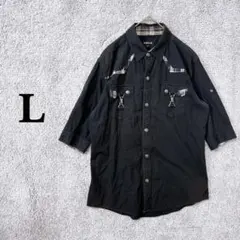 4749 ウエスタンシャツ L 黒 綿100% チェック V系 ロック y2k