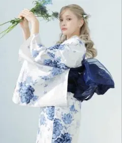 Dita 浴衣 水彩の勿忘草色 5点セットのサムネイル