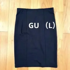 GU ジーユー タイトスカート 黒 ブラック ウエストゴム 膝丈 匿名配送