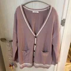 薄紫 ボタン付きニットカーディガン