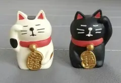 concombre 招き猫 置物 白黒