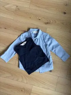 H&M シャツとネイビー ベスト セット　1歳半〜2歳用サイズ