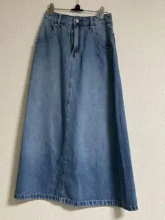 デニムロングスカート フロントジッパー付き