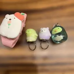 すみっコぐらし　クマと小鳥のデザイン時計とキーホルダーセット