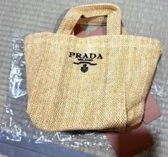 未使用 ミニカゴバッグ ノベルティ PRADAミニラフィア刺繍トートバッグ