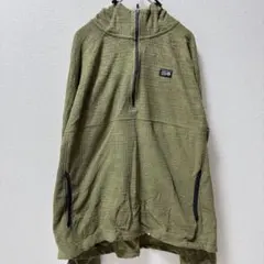 マウンテンハードウェア 格子 フード ハーフジップ ビッグサイズ L 緑 登山