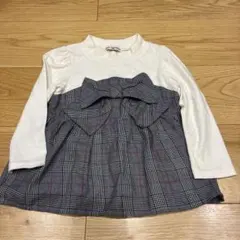 any fam チェック柄リボン付き 100