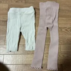 ホワイトとピンクのレギンスセット 70cm 75cm