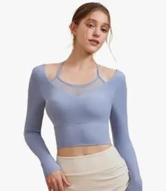 ライトブルー ピラティスウェア　3点セット