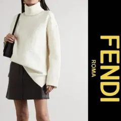 FENDI Pタートルネック ジャカード ニット プルオーバー トップス ロゴ