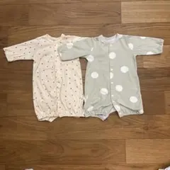 ツーウェイ・ドレスオール 50〜60cm クリーム色ミントグリーン　女の子ベビー