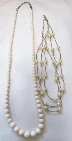ホワイトパール フェイクパール　ネックレス　グラジュエイト　ビーズ　まとめ売り