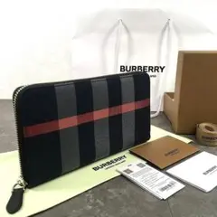 未使用品 BURBERRY 長財布 アイコンストライプ チェック 236のサムネイル