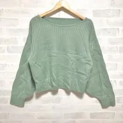 【最終値下げ】mystic ミスティック　グリーン　ケーブル編み ニット