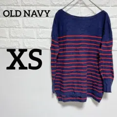 OLD NAVY 【XS】長袖ニット ストライプ (ネイビー/レッド)