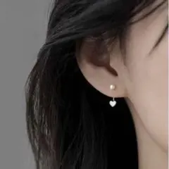 ハート パール ピアス シルバー 小ぶり 揺れる 樹脂製カバー付き