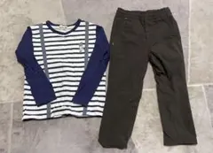 ストライプ長袖　120cm カットソーと黒パンツセット 110cm