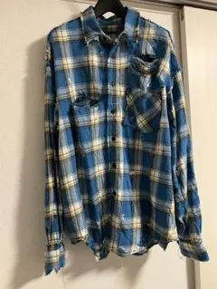 LUSOR ダメージチェックシャツ