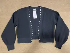 最終大幅値下げ❣️新品タグ付❣️ 黒 ブラック パール カーディガン Ｍサイズ