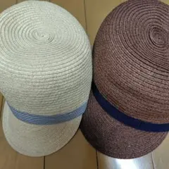 無印良品　キッズ ペーパーブレード　麦わら帽子 2点　ベージュ　ブラウンのサムネイル