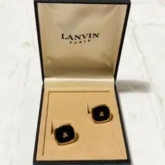 美品 LANVINランバン カフス ブラック×ゴールド ビジネス 結婚式 箱付⑩のサムネイル