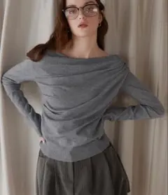 mili affinity ドレープオフショルニットトップス