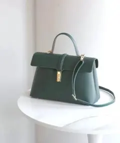 ひねり金具ワンハンドルバッグ 2way　ダークグリーン　VIS