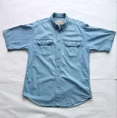 Wool rich ウールリッチ　半袖シャツ　L ブルー 90s 訳アリのサムネイル