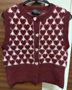ZARAジャカード ニットベスト ハート/ Lサイズ
