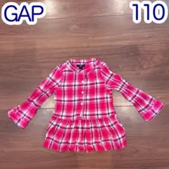 110,GAP,ワンピース,チュニック,長袖,秋 冬,ピンク,ボタン,女の子