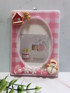 硬質ケースデコ トレカケース ピンク チェック 推し活 b8サイズ