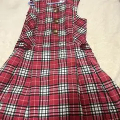 レッド チェック ジャンバースカート　ワンピ　キッズ　フォーマル　anyFam