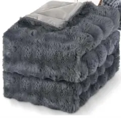 【新品】 敷き掛け兼用毛布　100×60cm ラビットファー　厚手　防寒　洗える