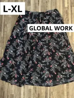 美品　グローバルワーク　花柄フレアスカート L XL