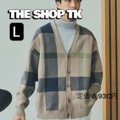 THE SHOP TK メンズ チェック ジャカード カーデ カーディガン Lのサムネイル