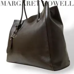 【美品】マーガレットハウエル　トートバッグ　ロゴ型押し　オールレザー　茶　肩掛け