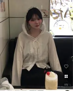 nugu レースフードブラウス