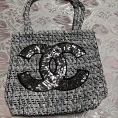 CHANEL スパンコール トートバッグ グレー ノベルティ KG50 - メルカリ