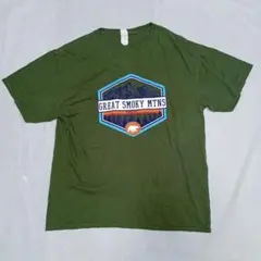 匿名配送【古着】海外Ｔシャツグリーン綿100% GREAT　SMOKY　MTNS