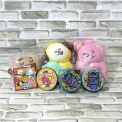 【BT21 7点セット】ぬいぐるみ コースター 缶バッジ まとめ売り