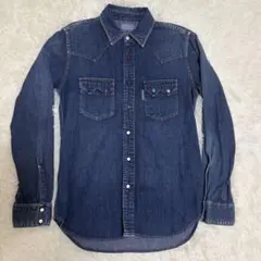 美品　BLUEBLUEデニムウエスタンシャツ　シルバーコンチョターコイズボタン3