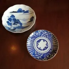 伊万里　染付大皿　2種　23.7cm　29cm　明治～大正期