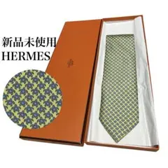新品未使用】HERMES ゴルフ ネクタイ グリーン シルク100%フランス製
