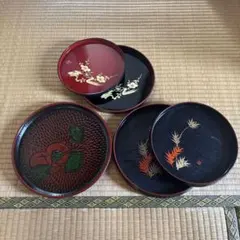 鎌倉彫 菓子皿 5枚セット 木箱入り - メルカリ