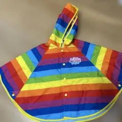 レインボー フード付きポンチョ