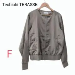 Te chichi TERASSE ノーカラーブルゾン カーキ F テチチテラス