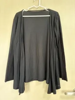 ブラックリブ編み長袖カーディガン