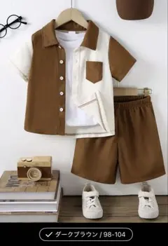 【未使用】SHEIN 男の子 セットアップ 4Yバイカラー ワッフルのサムネイル