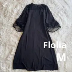 新品　未使用　レースフレアスリーブワンピース ブラック　フォーマル セレモニー