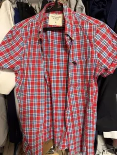Abercrombie & Fitch チェック柄 半袖シャツ レッド Sのサムネイル